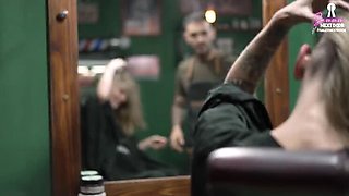 Blonde Teen Fucks Barber For Free Haircut - Sloppy Blowjob & Rough Doggystyle