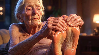 Beautiful Big Wrinkled Feet Oiled up - Oil Dripping From Toes Sensual Massage