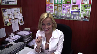 Stunning blonde MILF gets fucked in her office