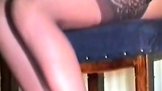 British Secretary Strips from Lingerie to Stockings for Soft