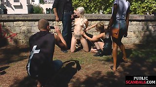 Amateur Beauty Clamped and Bound in Wild Public Play