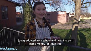 Public agent Asian babe Luna Truelove offers her cream cakes for a creampie