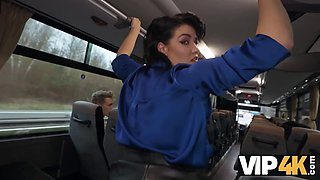 Vip4k. pretty big boobed woman is fucking in the bus