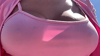 Artemisia Love Big Tits Walking Outdoor and Flashing Her Juicy Nipples in the Car