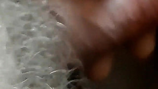 Blonde milf in black latex overknees gets double belly cumshot.