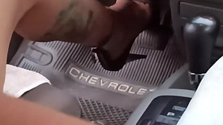Jerking off My Neighbor Until I Squirt His Cum in My High Heels After Pumping Car Pedals