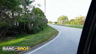 Bangbros - rei sky shows her tits on the bus and gets fucked hard with her arse shuddering from every shovel