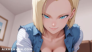 Android 18 fucks Krillin on the living room couch! Uncensored Dragon Ball Z Hentai