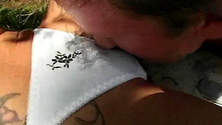 Classic porn star doll gets a facial after outdoor fuck