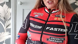 Red Moto Gp Top and Stockings with Fisting Toy