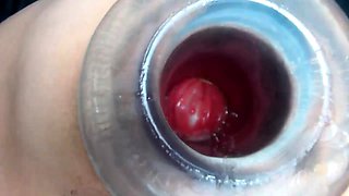 Ass gaping fetish ho toys her clit hard