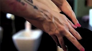 MILF seductress with big boobs peels off her sexy lingerie