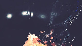 Pussy Masturbation and Foot Fetish, Latex Bondage and Cowgirl Position.