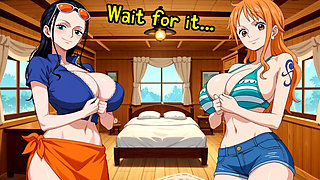 NAMI & ROBIN. Double and anal blowjob