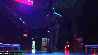 Anna visits DJ booth for a hot blowjob and handjob with sexy pole dance - Latina amateur deep throat face fuck
