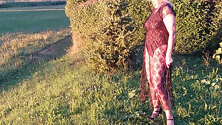 Granny Is Wearing a Sheer Bodysuit Outside