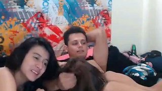Long-Haired Webcam Amateurs' Double Handjob
