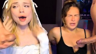 Two Slutty Babes Sucking Cock Side by Side