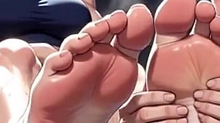 Old Woman Licking Muscular Womans Feet in Gym - Humiliation