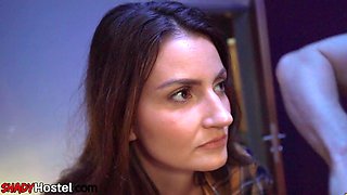 Slutty babes 3way fucked by hostel roommate in sex doll role