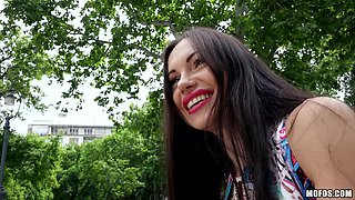 Sasha Rose fucks outdoors in public like a pro in this hot Russian Darkhaired babe video