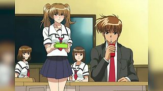 Big-boobed babe sucks cock in hentai scene