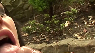 Outdoor Foursome with a Busty Blonde Angel and a Brunette Devil in the Garden