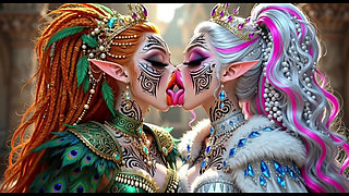Beautiful Elves Princess Kissing, Ai Animation
