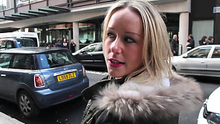 Ashley Rider walks on streets of downtown