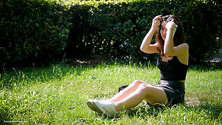 Arina Is Smoking 120mm Cigarettes Outdoors