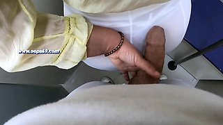 Horny MILF Strokes Strangers Big Cock in Subway Handjob