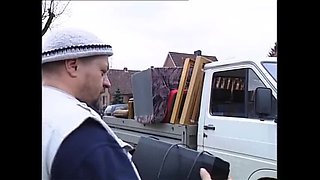 Horny MILF Fucks on Running Truck - Outdoor Sex with Big Ass Brunette