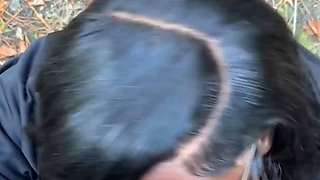 Sexy brunette amateur sucking and fucking cock naked outdoor