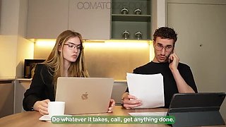 Big Tit Secretary Fucks Boss in Office - Creampie Teen with Natural Tits