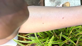Czech amateur bangs outdoor pov