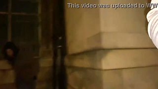 Blonde MILF Flashes and Pees Outside in Public After Being Offered a Cigarette