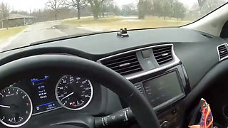 Teen Girl in Plaid Skirt Gets a Ride to School From a Stranger on a Snowy Day