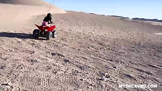 Showing perfect bootie while riding an ATV