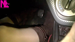 Driving in Nude Pantyhose and Bworn Buckled Pumps