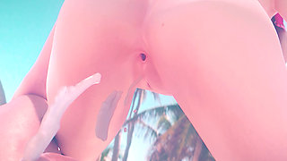 D.va Thighjob on Beach & Anal Cowgirl Creampie Happy Ending (3d Overwatch Animation)