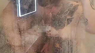 Shower Sex Against the Big Steamy Glass Panel