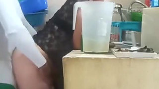 Maid Fucked by Her Boss, My Wife Almost Caught Us