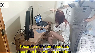 Housewife alone receives naughty coach!