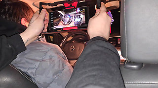 A double blowjob in my friend's car DIRTY MORBID GIRLS