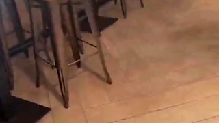 Risky Solo: Masturbation Session in the Restroom of a Caf