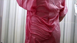 Indonesian Porn Peeping at a Busty Girl Taking a Bath in a Transparent Satin Dress