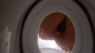 Bathroom-slave Toilet Peeking on Bellealiz Peeing and Farting