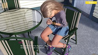 Hot blonde with a big ass and huge tits in an erotic visual novel