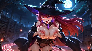 Sexy Witch's Power Ritual: Sparks on Clit, Aerial Ride and Magical Internal Cumshot!