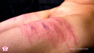 Slave Mila’s Front Thigh Caning Interrogation by Mistress Roxy